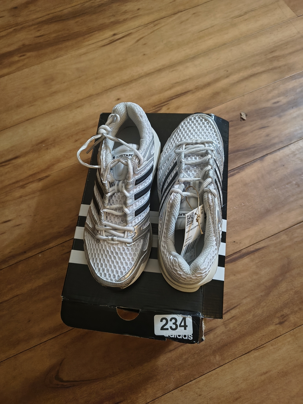 Adidas Kids Adistar Control 5 White and Silver Running Shoes